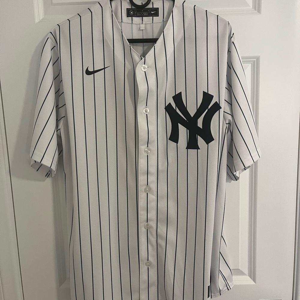 Nike Yankees Cole Black and White Striped Men's Jersey